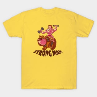 Strong man on angry bear animal T-Shirt